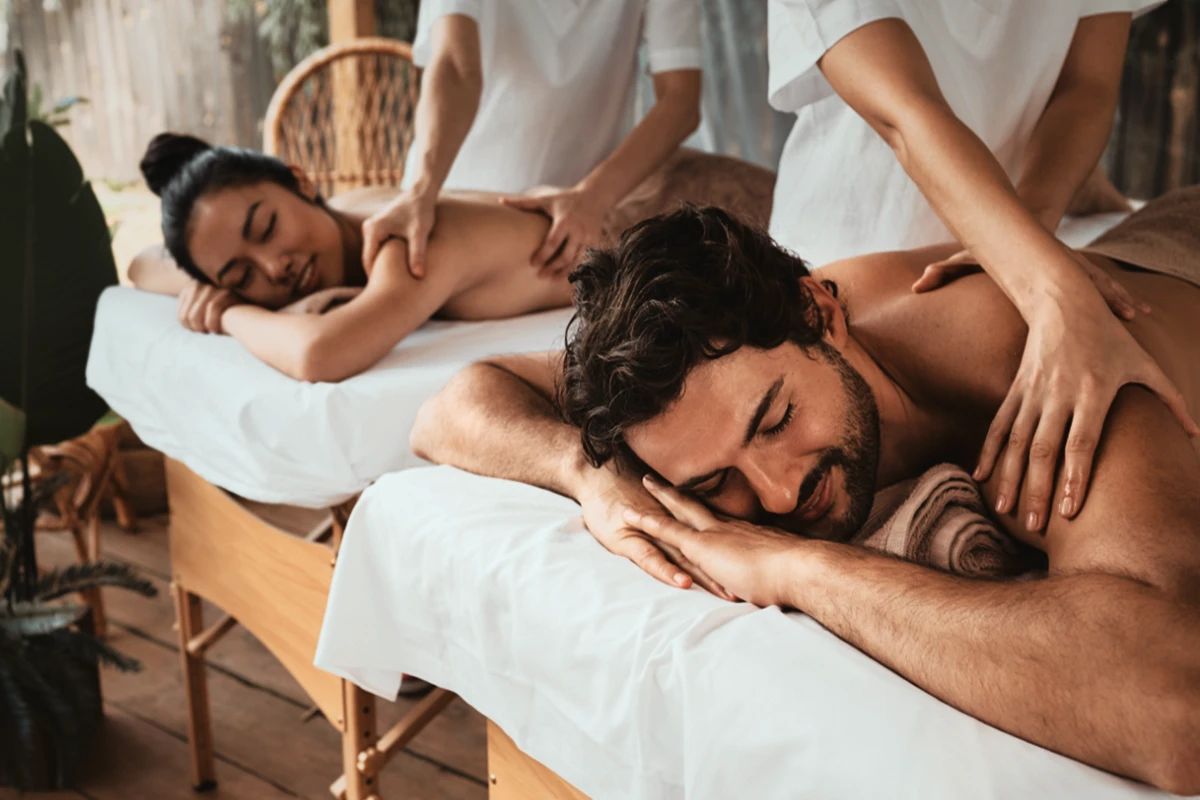 Spa massage couples luxury travel wellness