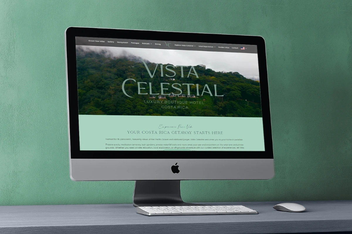 Costa Rica luxury hotel website design mockup