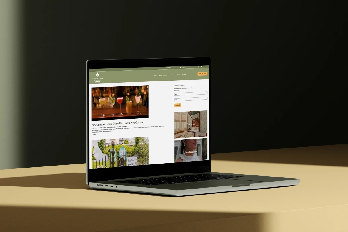 Grand Victorian Bed and Breakfast blog page featuring New Orleans cocktail guide and best bars content